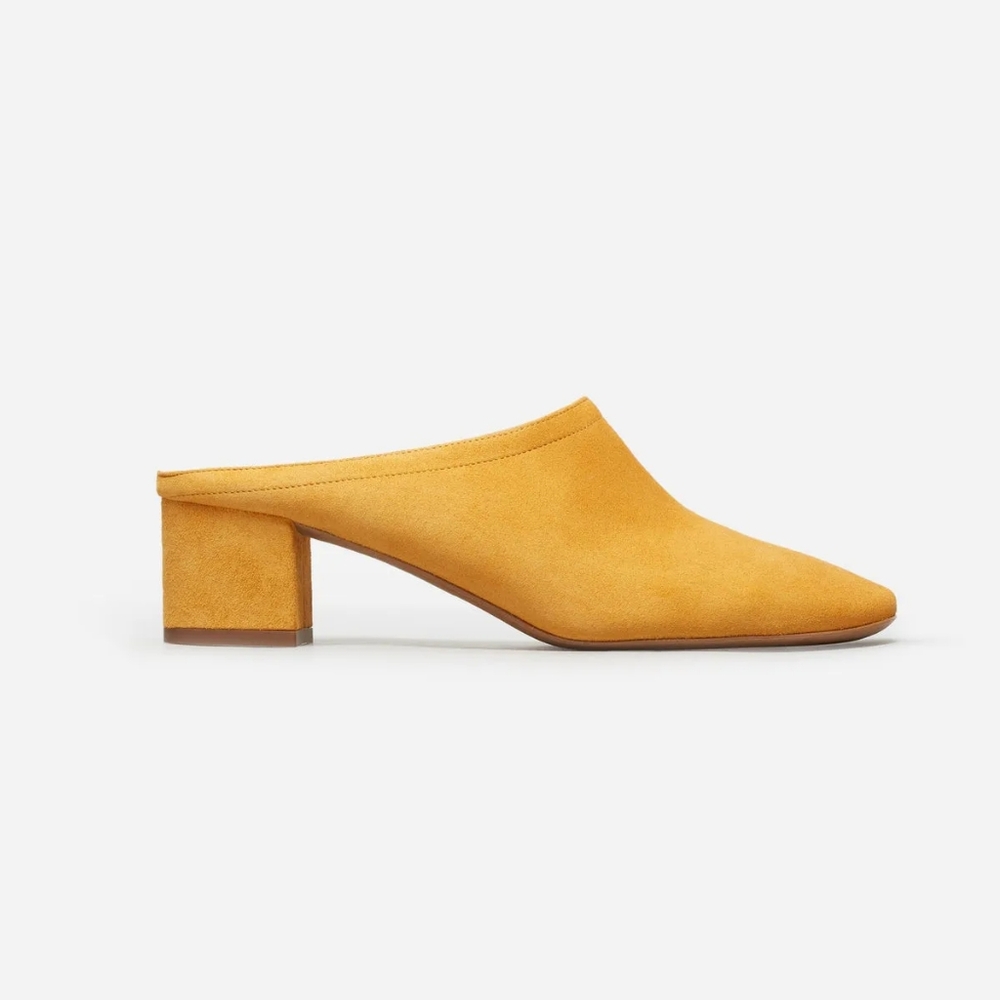 Everlane The Day Heel Mule Slip On Shoes Yellow Suede Size 8.5